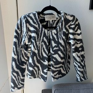 Rory Beca Zebra Print Crop Cardigan - Gray / White